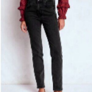 Boden Girlfriend Straight Black Jeans US 12 EUC Preppy Indie Basic NormCore